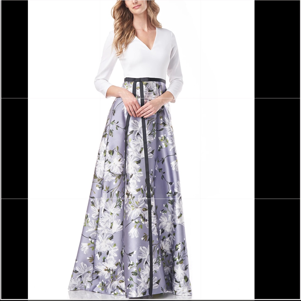 Theia V Neck 3/4 Sleeve Gown. Size 6. Original $894